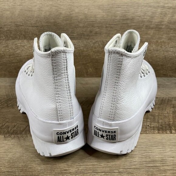 Converse Chuck Taylor All Star Lugged 2.0 Hi White LEATHER Shoes Womens 10.5 NEW - Picture 5 of 9